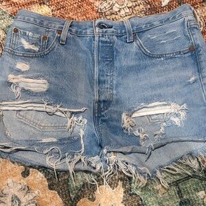 Levi's Light Blue Distressed Denim Cutoff Shorts